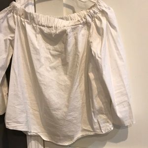 Off the shoulder White blouse with 3 quarter length sleeves